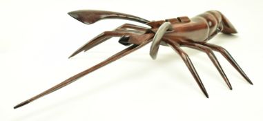 CONTINENTAL BESPOKE CARVED WOODEN LOBSTER SCULPTURE