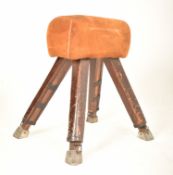 MID CENTURY OAK AND SUEDE GYMNASTICS VAULT HORSE