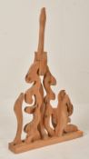 UNUSUAL VINTAGE CARVED WOOD ABSTRACT STANDING SCULPTURE