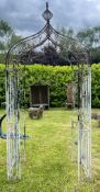 LARGE WHITE PAINTED METAL GARDEN ARCHWAY ARBOUR