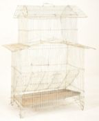 VINTAGE MID CENTURY WHITE WIREWORK FLOOR STANDING BIRDCAGE