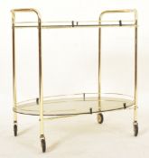 VINTAGE 1970S STYLE SMOKED GLASS AND CHROME DRINKS TROLLEY
