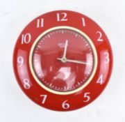 SMITH'S SECTRIC - VINTAGE MID CENTURY RED TIN ENAMEL WALL CLOCK