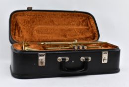 BOOSEY & HAWKES - VINTAGE TRUMPET IN LEATHER CARRY CASE