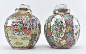 TWO CHINESE REPUBLIC PERIOD FAMILLE ROSE CERAMIC GINGER JARS