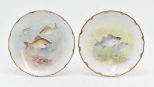 ROYAL DOULTON - TWO FISH CABINET PLATES BY J. H. PLANT 1902-1920