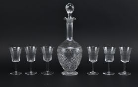 20TH CENTURY P. MALL/LADY HAMILTON DECANTER & 6 SHERRY GLASSES
