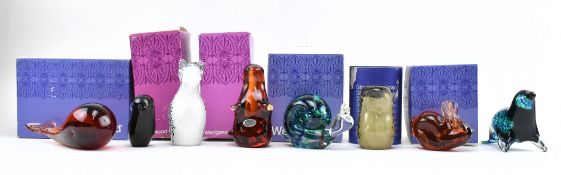 WEDGWOOD - COLLECTION OF VINTAGE GLASS ANIMALS IN ORIG. BOXES