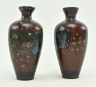 PAIR OF 19TH / 20TH CENTURY MAROON GROUND CLOISONNE VASES