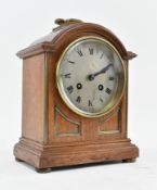 VINTAGE 20TH CENTURY OAK AND SILVERED DIAL MANTEL CLOCK