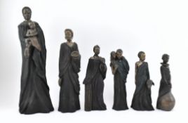 SOUL JOURNEYS - SIX VINTAGE BRONZED TRIBAL FIGURINES