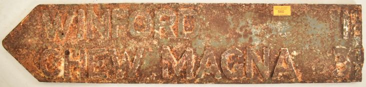 MID 20TH CENTURY CAST IRON DOUBLE SIDED ROAD SIGN