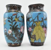PAIR OF LATE 19TH CENTURY BLUE CLOISONNE VASES