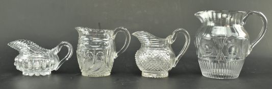 COLLECTION OF GEORGE IV CUT GLASS CREAM, MILK & WATER JUGS