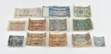 COLLECTION OF REICHS BANKNOTES 100 MARK, 50MARK, 20 MARKS