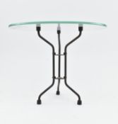 RETRO 20TH CENTURY GLASS & METAL MINIATURE SIDE TABLE