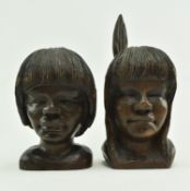 ANTONIO ZEPPELLINI - WOODEN CARVED BUST OF A BOY AND A GIRL