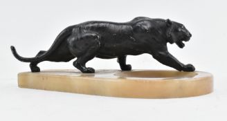 ART DECO 1930S METAL & ONYX PANTHER ASHTRAY