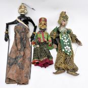 THREE VINTAGE 20TH CENTURY PAINTED WOOD PUPPETS / MARIONETTES