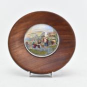 19TH CENTURY CERAMIC PRATTWARE POT LID - TRANSPLANTING RICE