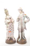 PAIR OF MEISSEN MANNER GERMAN CONTINENTAL PORCELAIN FIGURES