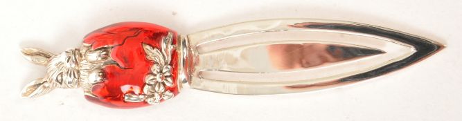 VINTAGE 20TH CENTURY SILVER & ENAMEL PETER RABBIT BOOKMARK