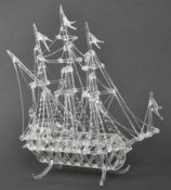 EARLY 20TH CENTURY VENETIAN STYLE NAILSEA GLASS SHIP FIGURE