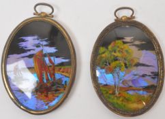 EDWARDIAN BUTTERFLY WING DECORATIVE OVAL PANELS