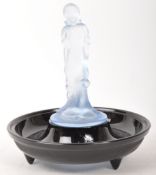 1930S ART DECO FLOAT BOWL W/ BLUE GLASS DECO FEMALE FIGURE
