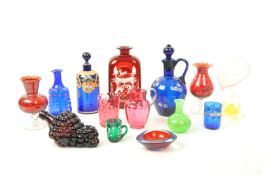 COLLECTION OF 19TH CENTURY GLASS - CRANBERRY - COBALT - RUBY
