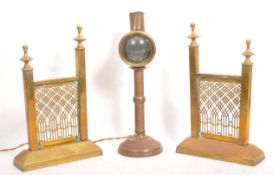 20TH CENTURY 1940S BRASS MARINE LAMP & FIRE GUARDS
