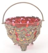 1930S FRENCH SILVER PLATE CHINOISERIE PATTERN BON BON DISH