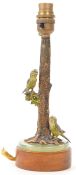 1930S ART DEO COLD PAINTED BRONZE COCKATOO LAMP BASE