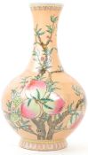 EARLY 20TH CENTURY CHINESE PEACH BALUSTER VASE