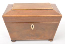 19TH CENTURY BURR WALNUT SARCOPHAGUS TEA CADDY