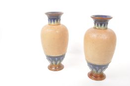 ROYAL DOULTON - LAMBETH - PAIR OF CERAMIC 19TH CENTURY VASES