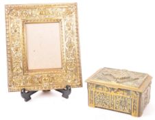 19TH CENTURY ANGLO INDIAN BRASS JEWELLERY BOX & FRAME