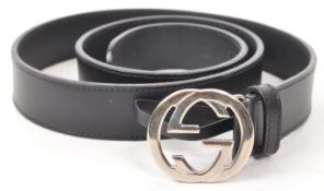 ITALIAN GUCCI BLACK LEATHER LADIES BELT