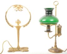 TWO MID CENTURY GILT BRASS TABLE LAMPS