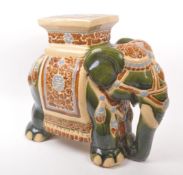 LARGE GREEN CERAMIC POTTERY INDIAN MAJOLICA ELEPHANT