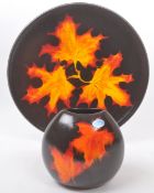 POOLE POTTERY - FOREST FLAME PATTERN CHARGER & VASE