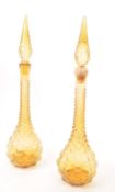 GENIE BOTTLES - PAIR OF RETRO EMPOLI STUDIO ART GLASS