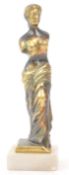 20TH CENTURY BRASS GRAND TOUR VENUS STATUE ON STONE BASE