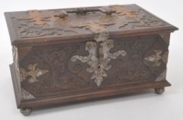 19TH CENTURY ARTS & CRAFTS LOCKED WOODEN FRETWORK BOX