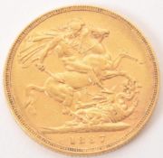 1887 VICTORIA GOLD SOVEREIGN COIN