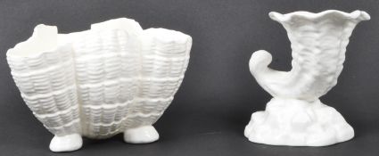 TWO ROYAL WORCESTER BONE CHINA SHELL ORNAMENTS
