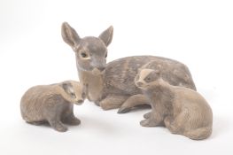 POOLE POTTERY HANDMADE FAWN AND BADGER FIGURES