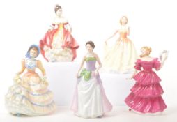 ROYAL DOULTON - COLLECTION OF FIVE PORCELAIN LADY FIGURES