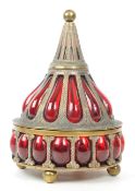 20TH CENTURY INDIAN GLASS & BRASS TBEQ CENTREPIECE