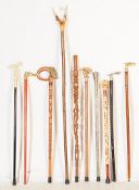 COLLECTION OF VINTAGE 20TH CENTURY NOVELTY WALKING STICKS